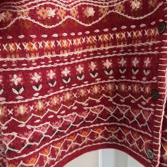 Vintage The Territory Ahead Red Embroidered Lambswool Cardigan size M - Picture 6 of 13